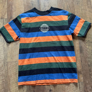 Men's EMPYRE Short Sleeve Striped Tee S Orange Blue